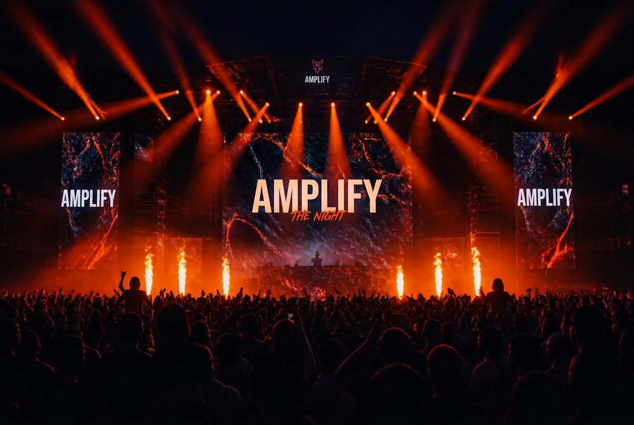 Concert stage with orange lights