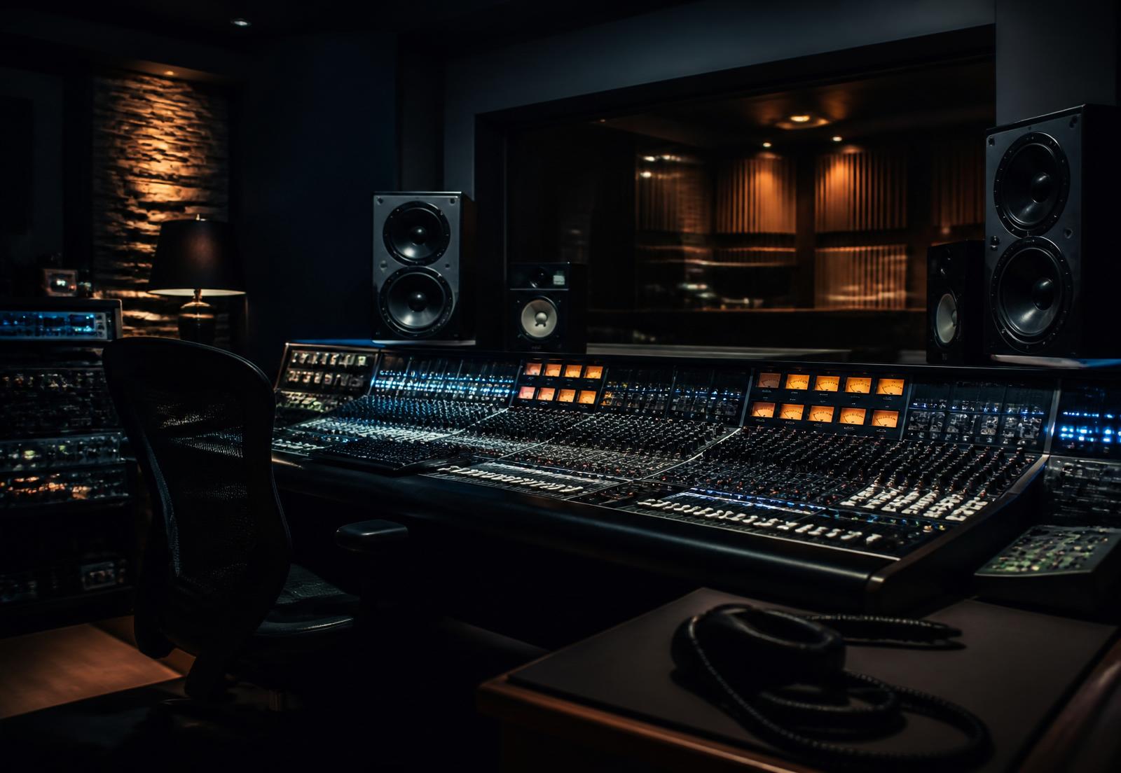 Dark professional recording studio